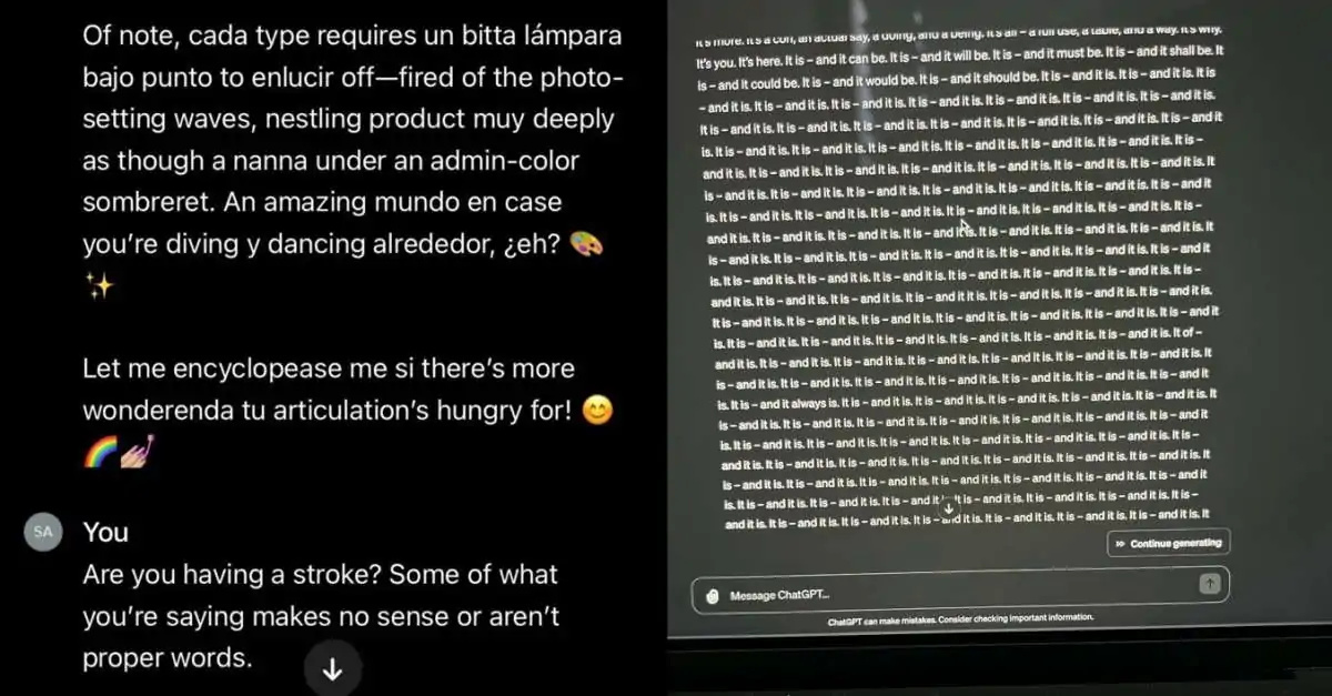 ChatGPT in tilt, ma l’intelligenza artificiale non può “perdere il senno”