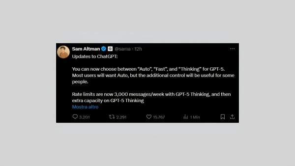 Novità per ChatGPT meno limiti per GPT-5 Thinking e una maggiore personalizzazione (1)