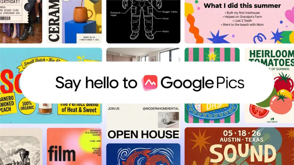 Google sfida Canva e lancia Google Pics: un nuovo strumento AI che permette di creare e modificare immagini